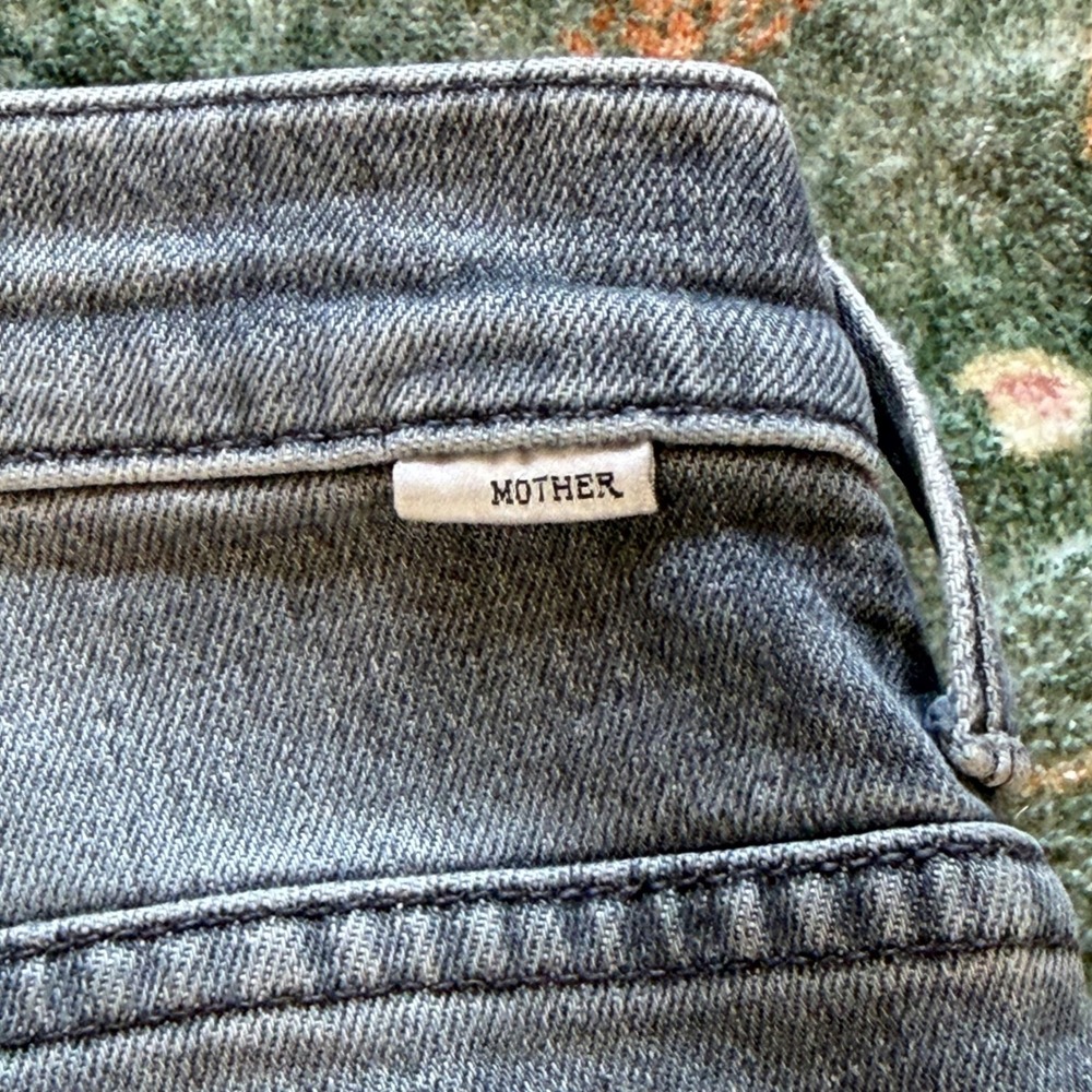 Mother The Insider Crop Step Fray Jeans Ace of Spades Grey Distressed 31 - Picture 12 of 12
